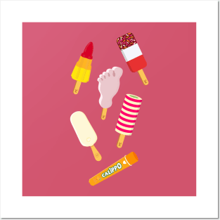 Mix of Ice lollies pastel purple background Posters and Art